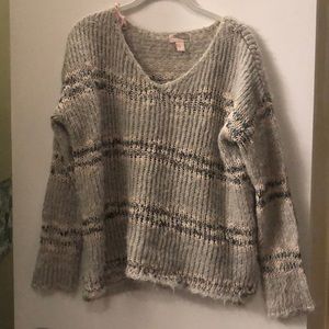Striped Fuzzy Knit Sweater